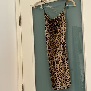 Forever 21 leopard print mini tie back dress size small